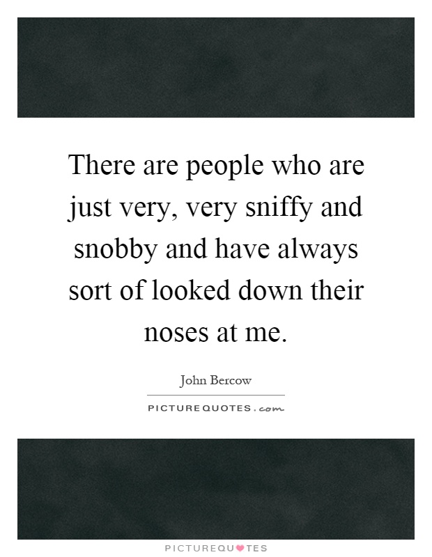 There are people who are just very, very sniffy and snobby and have always sort of looked down their noses at me Picture Quote #1