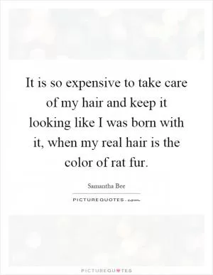 It is so expensive to take care of my hair and keep it looking like I was born with it, when my real hair is the color of rat fur Picture Quote #1