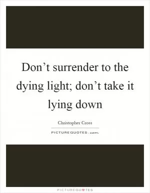 Don’t surrender to the dying light; don’t take it lying down Picture Quote #1