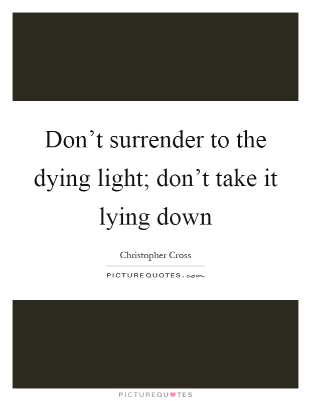Don't surrender to the dying light; don't take it lying down Picture Quote #1