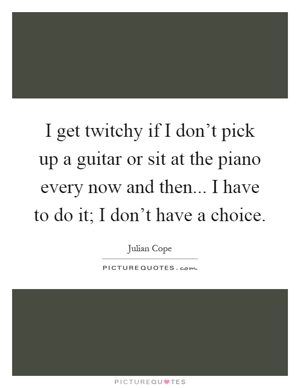 I get twitchy if I don't pick up a guitar or sit at the piano every now and then... I have to do it; I don't have a choice Picture Quote #1