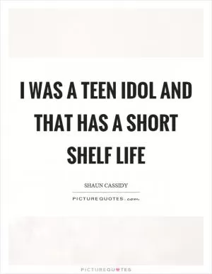 I was a teen idol and that has a short shelf life Picture Quote #1