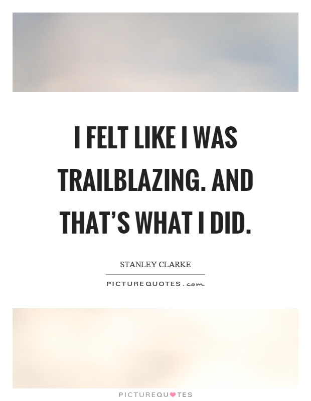 I felt like I was trailblazing. And that's what I did Picture Quote #1