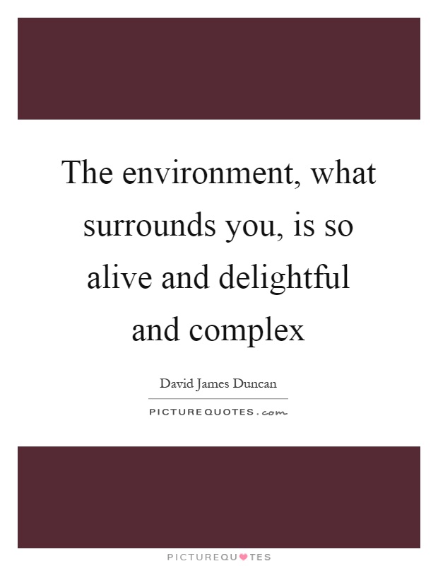 The environment, what surrounds you, is so alive and delightful and complex Picture Quote #1