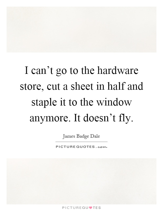 I can't go to the hardware store, cut a sheet in half and staple it to the window anymore. It doesn't fly Picture Quote #1