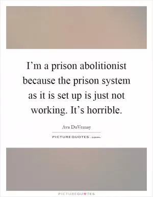 I’m a prison abolitionist because the prison system as it is set up is just not working. It’s horrible Picture Quote #1