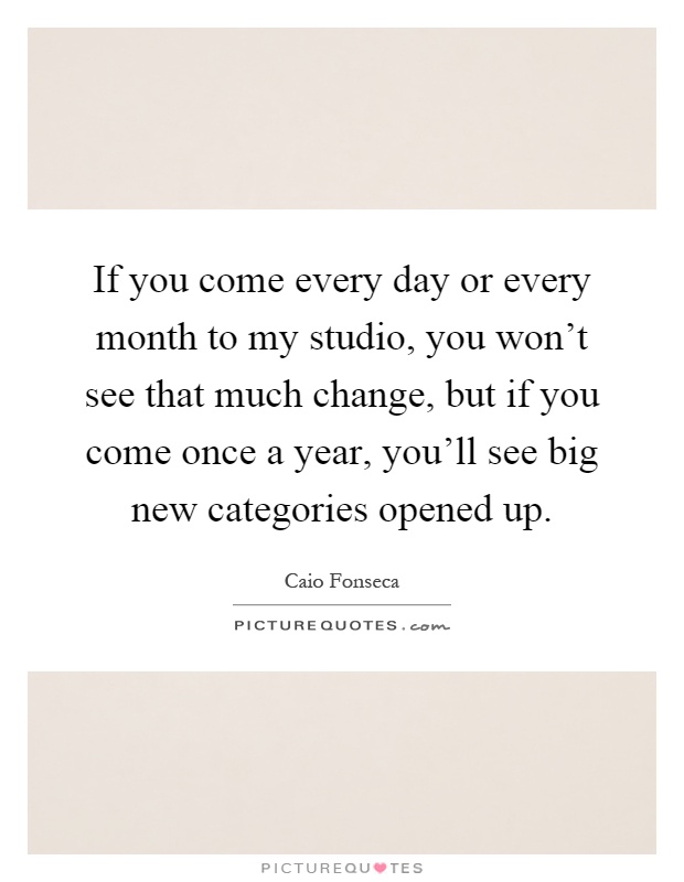 If you come every day or every month to my studio, you won't see that much change, but if you come once a year, you'll see big new categories opened up Picture Quote #1