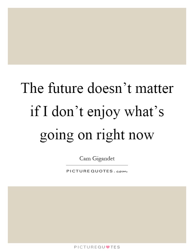 The future doesn't matter if I don't enjoy what's going on right now Picture Quote #1