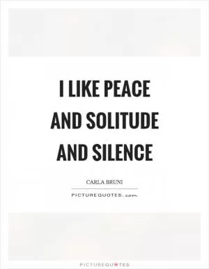 I like peace and solitude and silence Picture Quote #1