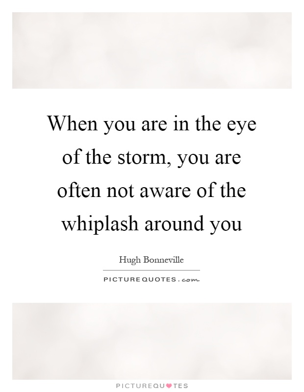 When you are in the eye of the storm, you are often not aware of the whiplash around you Picture Quote #1