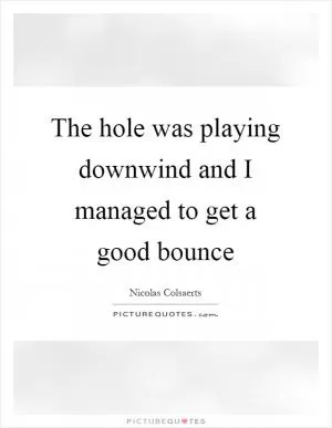 The hole was playing downwind and I managed to get a good bounce Picture Quote #1