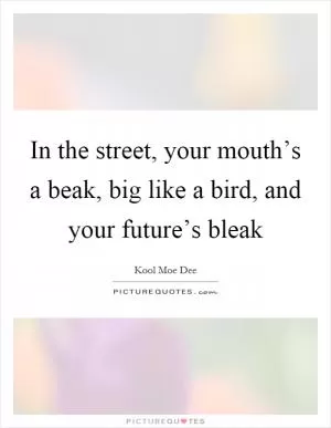 In the street, your mouth’s a beak, big like a bird, and your future’s bleak Picture Quote #1