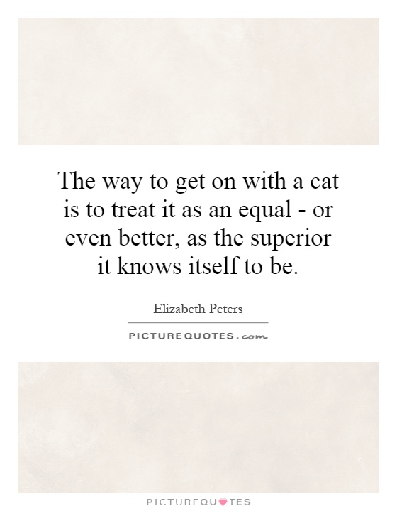 The way to get on with a cat is to treat it as an equal - or even better, as the superior it knows itself to be Picture Quote #1