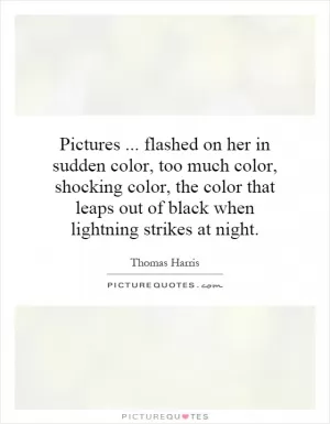 Pictures... flashed on her in sudden color, too much color, shocking color, the color that leaps out of black when lightning strikes at night Picture Quote #1