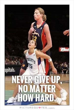Never give up, no matter how hard Picture Quote #1