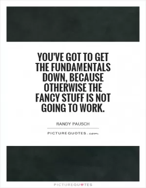 You've got to get the fundamentals down, because otherwise the fancy stuff is not going to work Picture Quote #1