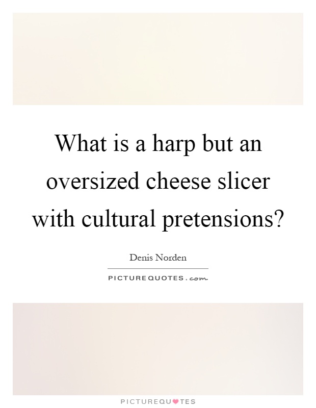 What is a harp but an oversized cheese slicer with cultural pretensions? Picture Quote #1