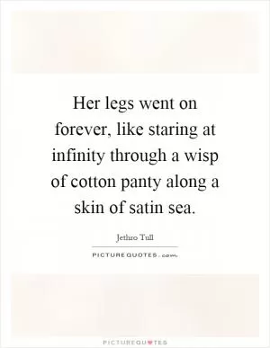 Her legs went on forever, like staring at infinity through a wisp of cotton panty along a skin of satin sea Picture Quote #1