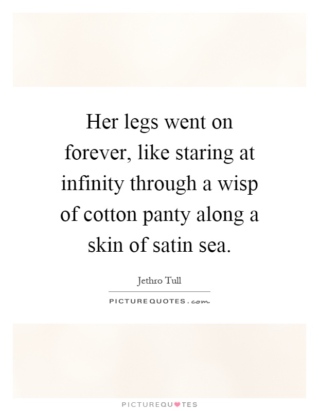 Her legs went on forever, like staring at infinity through a wisp of cotton panty along a skin of satin sea Picture Quote #1
