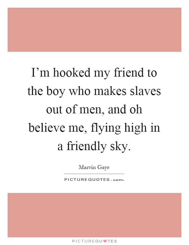 I'm hooked my friend to the boy who makes slaves out of men, and oh believe me, flying high in a friendly sky Picture Quote #1
