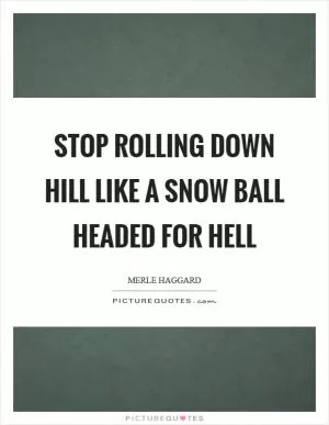Stop rolling down hill like a snow ball headed for hell Picture Quote #1