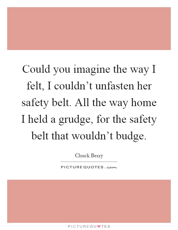 Could you imagine the way I felt, I couldn't unfasten her safety belt. All the way home I held a grudge, for the safety belt that wouldn't budge Picture Quote #1