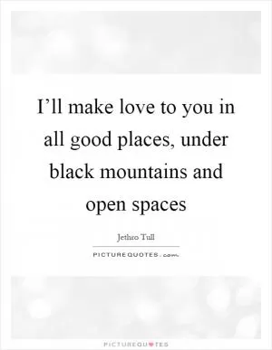 I’ll make love to you in all good places, under black mountains and open spaces Picture Quote #1