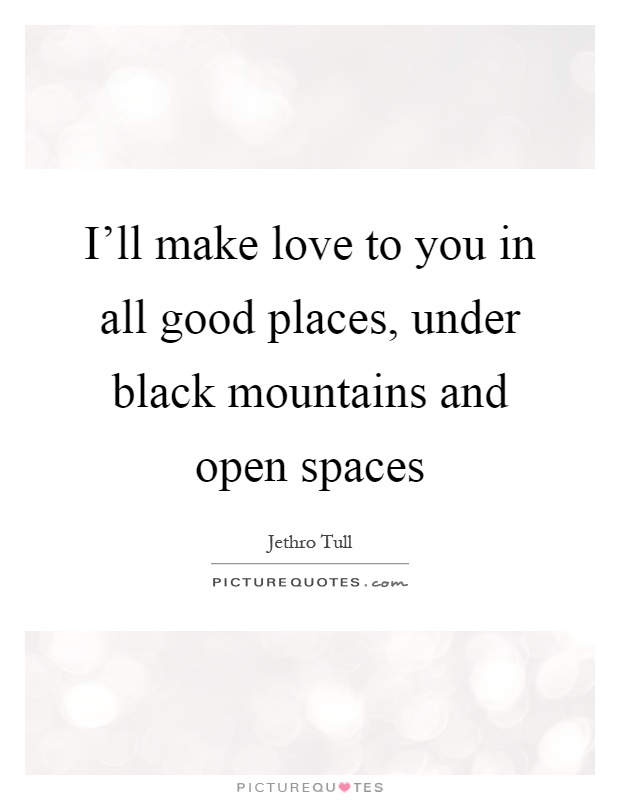I'll make love to you in all good places, under black mountains and open spaces Picture Quote #1