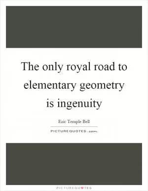 The only royal road to elementary geometry is ingenuity Picture Quote #1