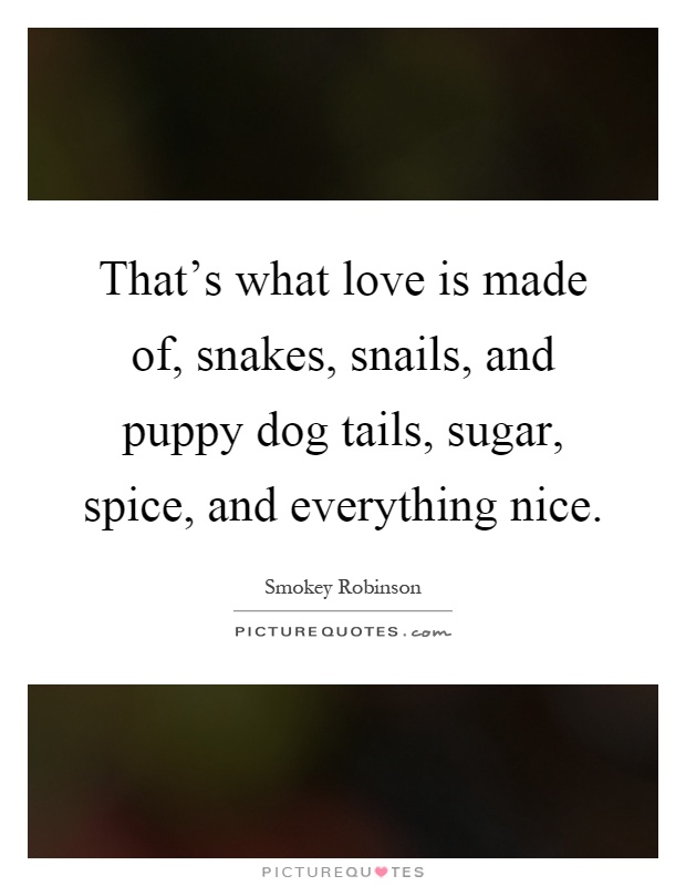 That's what love is made of, snakes, snails, and puppy dog tails, sugar, spice, and everything nice Picture Quote #1