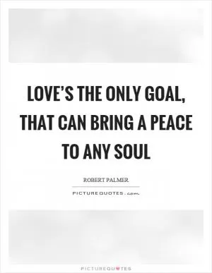 Love’s the only goal, that can bring a peace to any soul Picture Quote #1