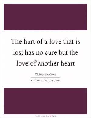 The hurt of a love that is lost has no cure but the love of another heart Picture Quote #1