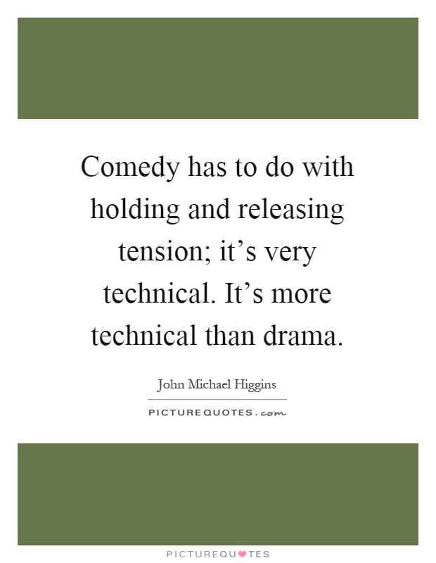 Comedy has to do with holding and releasing tension; it's very technical. It's more technical than drama Picture Quote #1