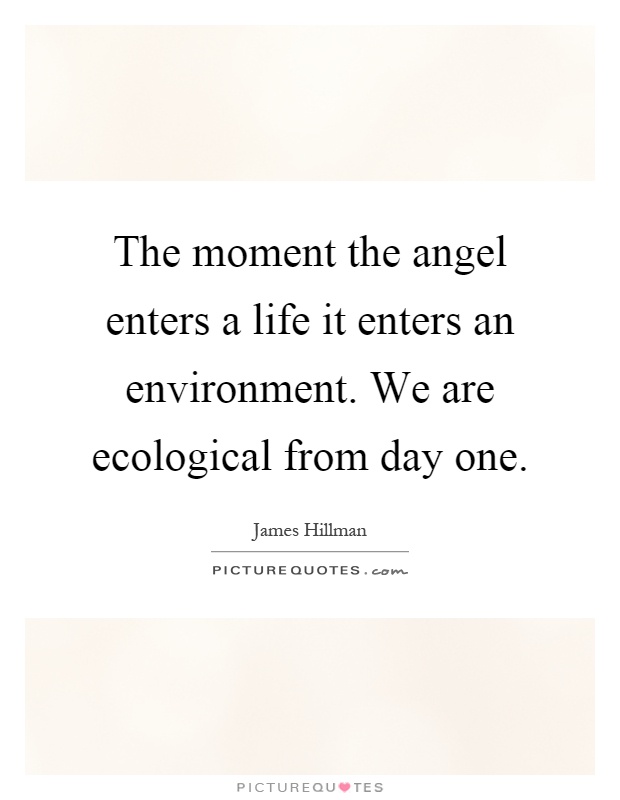 The moment the angel enters a life it enters an environment. We are ecological from day one Picture Quote #1