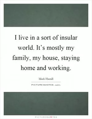 I live in a sort of insular world. It’s mostly my family, my house, staying home and working Picture Quote #1