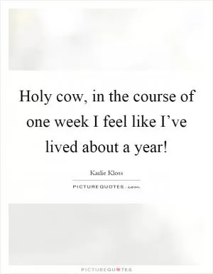 Holy cow, in the course of one week I feel like I’ve lived about a year! Picture Quote #1