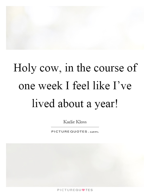 Holy cow, in the course of one week I feel like I've lived about a year! Picture Quote #1