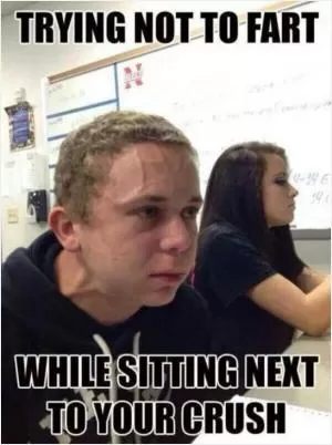 Trying not to fart while sitting next to your crush Picture Quote #1