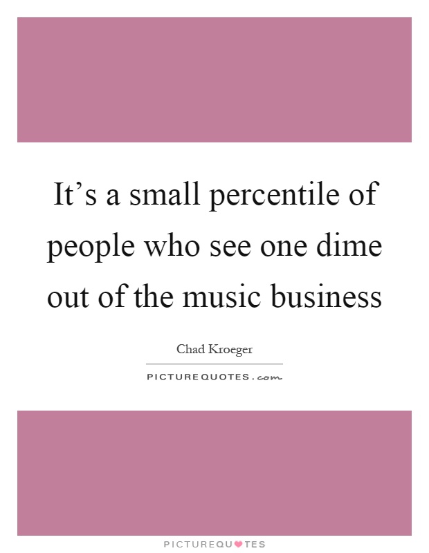 It's a small percentile of people who see one dime out of the music business Picture Quote #1