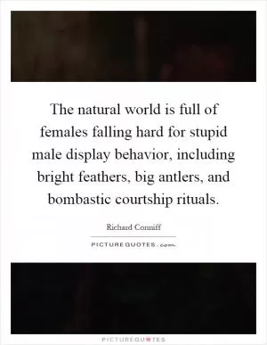 The natural world is full of females falling hard for stupid male display behavior, including bright feathers, big antlers, and bombastic courtship rituals Picture Quote #1