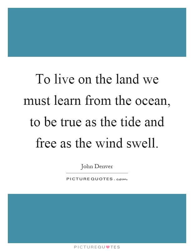 To live on the land we must learn from the ocean, to be true as the tide and free as the wind swell Picture Quote #1