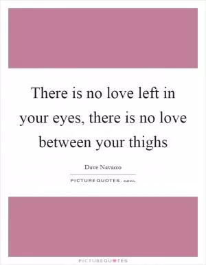 There is no love left in your eyes, there is no love between your thighs Picture Quote #1
