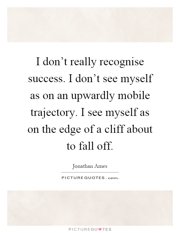 I don't really recognise success. I don't see myself as on an upwardly mobile trajectory. I see myself as on the edge of a cliff about to fall off Picture Quote #1