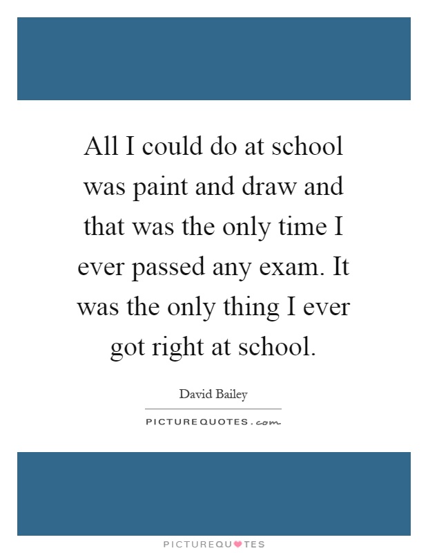 All I could do at school was paint and draw and that was the only time I ever passed any exam. It was the only thing I ever got right at school Picture Quote #1