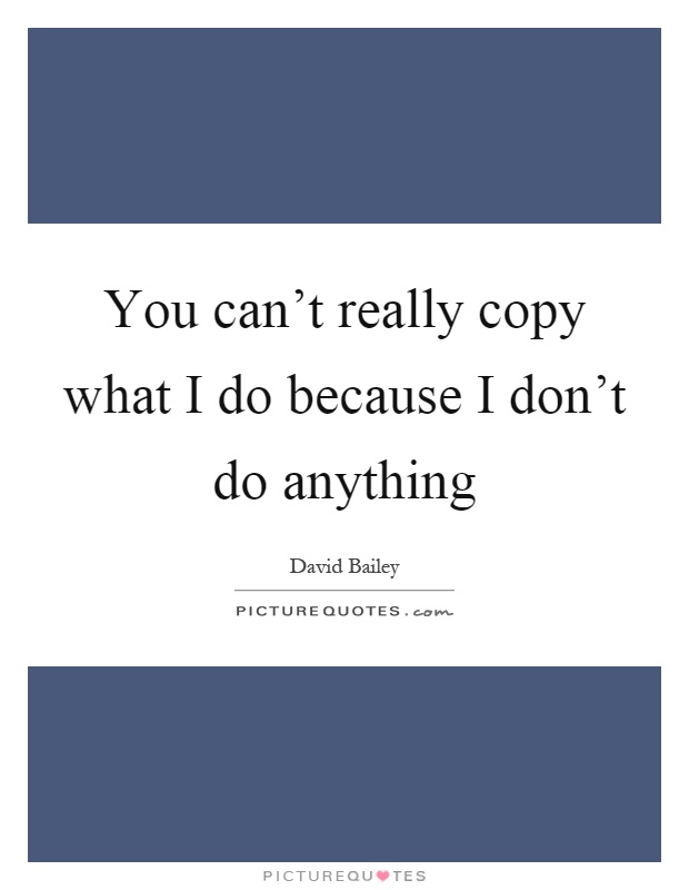 You can't really copy what I do because I don't do anything Picture Quote #1