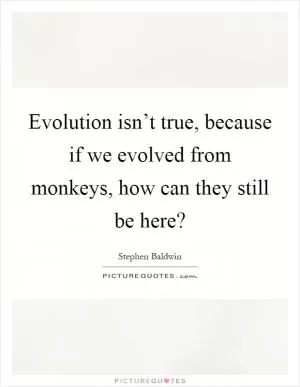 Evolution isn’t true, because if we evolved from monkeys, how can they still be here? Picture Quote #1