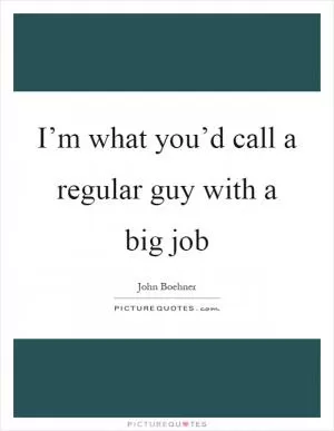 I’m what you’d call a regular guy with a big job Picture Quote #1