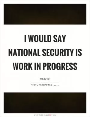 I would say national security is work in progress Picture Quote #1