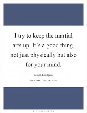 I try to keep the martial arts up. It’s a good thing, not just physically but also for your mind Picture Quote #1