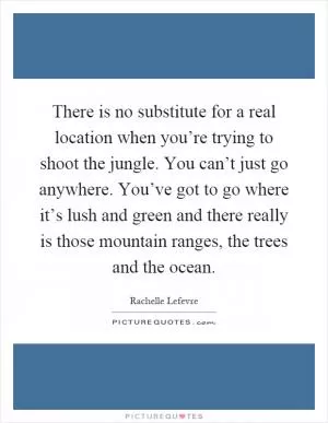 There is no substitute for a real location when you’re trying to shoot the jungle. You can’t just go anywhere. You’ve got to go where it’s lush and green and there really is those mountain ranges, the trees and the ocean Picture Quote #1